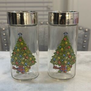 Christmas Tree Salt and Pepper Glass Shakers